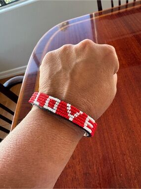 LOVE from Love is Project - Re & White Beaded Adjustable Bracelet